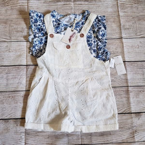 JESSICA SIMPSON flutter sleeve floral overalls 10
